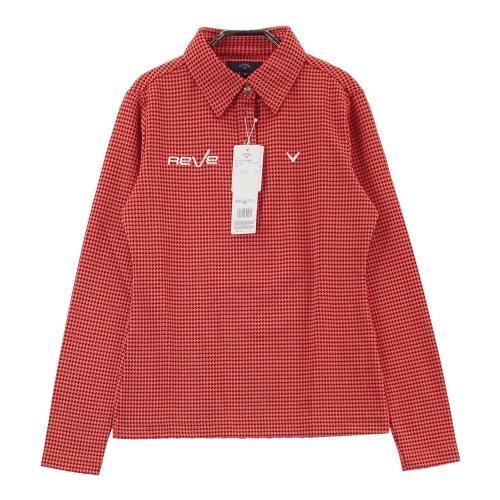 サイズ：L CALLAWAY キャロウェイ 2023年モデル モックネック 長袖Tシャツ  レッド系 [240101424970] ゴルフウェア レディース ストスト CALLAWAY キャロウェイ 2023年モデル モックネック 長袖Tシャツ