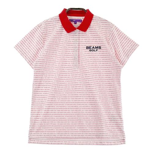 サイズ：L BEAMS GOLF ビームスゴルフ  ハイネック 半袖Tシャツ 総柄 オレンジ系 [240101445200] ゴルフウェア レディース ストスト BEAMS GOLF ビームスゴルフ ハイネック 半袖Tシャツ 総柄
