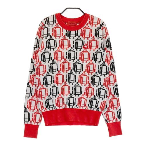 【美品】 ルコック スポルティフ ゴルフ ニット セーター M ホワイト ♪ LECOQ GOLF ルコックゴルフ ニットセーター ロボット 総柄