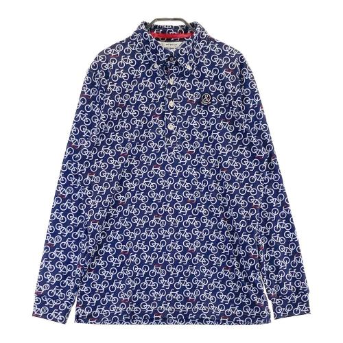 サイズ：M AND PER SE アンパスィ  長袖ポロシャツ ボタンダウン 総柄 ホワイト系 [240101423577] ゴルフウェア メンズ ストスト AND PER SE アンパスィ ボタンダウン 長袖ポロシャツ 総柄