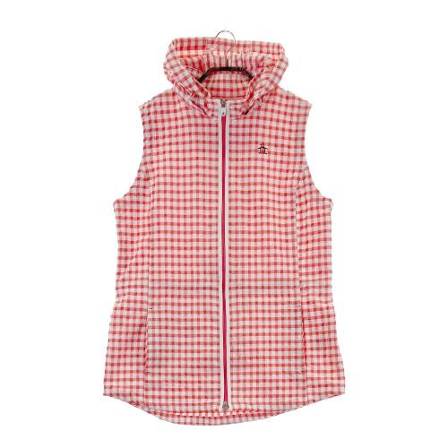 サイズ：L MUNSING WEAR マンシングウェア  半袖ポロシャツ チェック柄 レッド系 [240101415777] ゴルフウェア メンズ ストスト MUNSING WEAR マンシングウェア 半袖ポロシャツ チェック柄