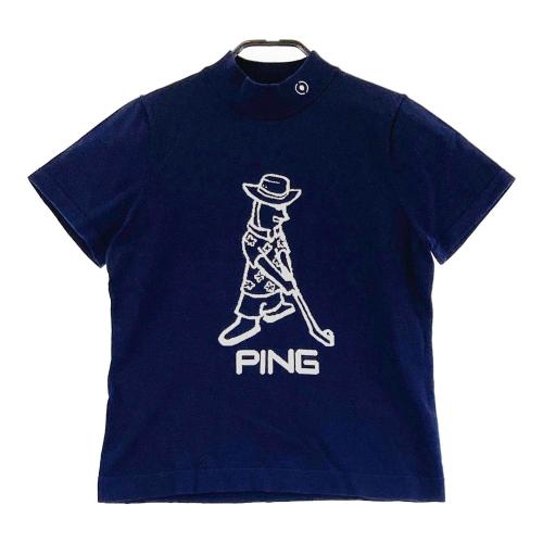 サイズ：L PING ピン ;2023年 ニットセーター ロゴ総柄 ネイビー系 [240101438852] ゴルフウェア レディース ストスト PING ピン ;2023年 ニットセーター ロゴ総柄 ネイビー系 L