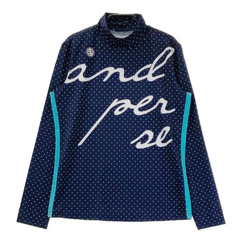 AND PER SE アンパスィ ハイネック 長袖 Tシャツ ドット 総柄
