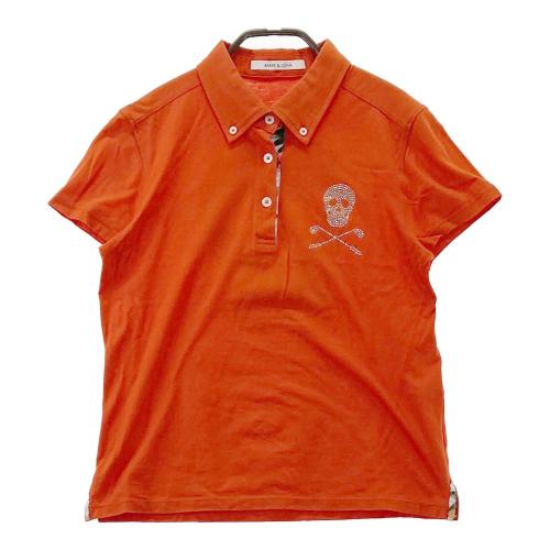 MARK&LONA マークアンドロナ 半袖ポロシャツ スカルワッペン オレンジ