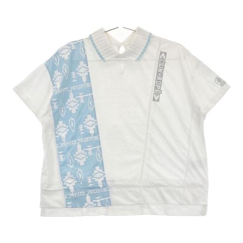 サイズ：M JUN&amp;ROPE ジュン アンド ロペ ERM-11010 半袖襟付Tシャツ  ブラック系 [240101416591] ゴルフウェア レディース ストスト JUN&ROPE ジュン アンド ロペ ERM-11010 半袖襟付Tシャツ