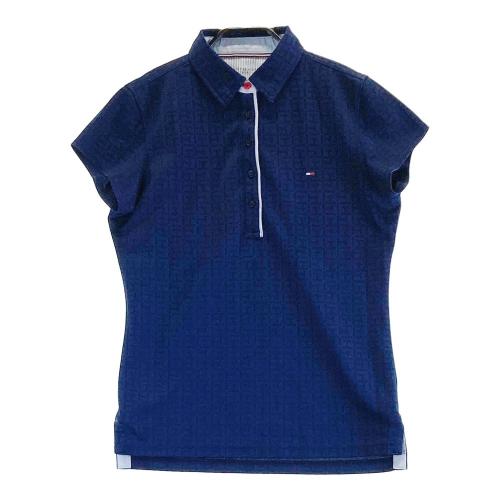サイズ：L   GOLF トミー ヒルフィガーゴルフ  モックネック 半袖Tシャツ ロゴ総柄 ネイビー系 [240101446181] ゴルフウェア メンズ ストスト TOMMY HILFIGER GOLF トミー ヒルフィガーゴルフ モックネック
