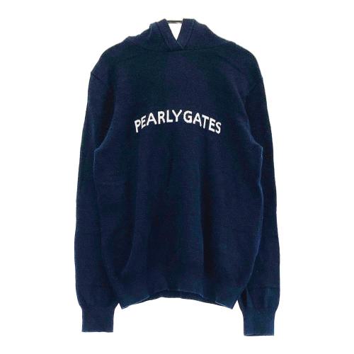 サイズ：0 PEARLY GATES パーリーゲイツ ; 2023年モデル フード付き ファー 長袖ニットセーター 総柄 ネイビー系 [240101419259] ゴルフウェア レディース ストスト PEARLY GATES パーリーゲイツ ; 2023年モデル フード付き ファー