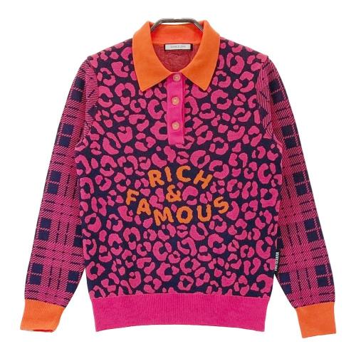 サイズ：L MARK&amp;LONA マークアンドロナ BLACK BOX 長袖ポロシャツ フリル  ピンク系 [240101434824] ゴルフウェア レディース ストスト サイズ：L MARK&LONA マークアンドロナ BLACK BOX 長袖