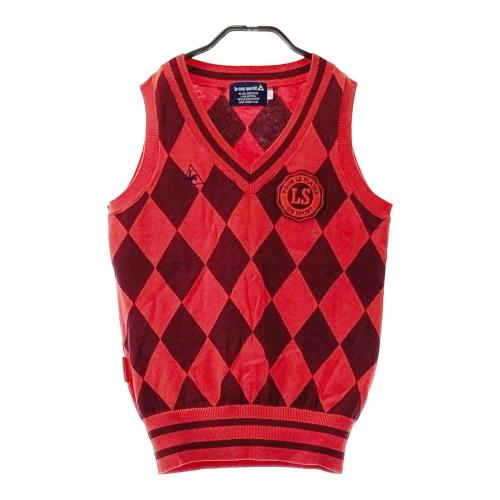 LE COQ GOLF ルコックゴルフ ニットベスト ダイヤ柄 レッド系 サイズ