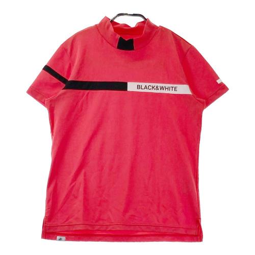 サイズ：L BLACK&amp;WHITE ブラックアンドホワイト  ハーフジップ半袖Tシャツ　チュニック 総柄 レッド系 [240101482111] ゴルフウェア レディース ストスト BLACK&WHITE ブラックアンドホワイト ハーフジップ半袖Tシャツ