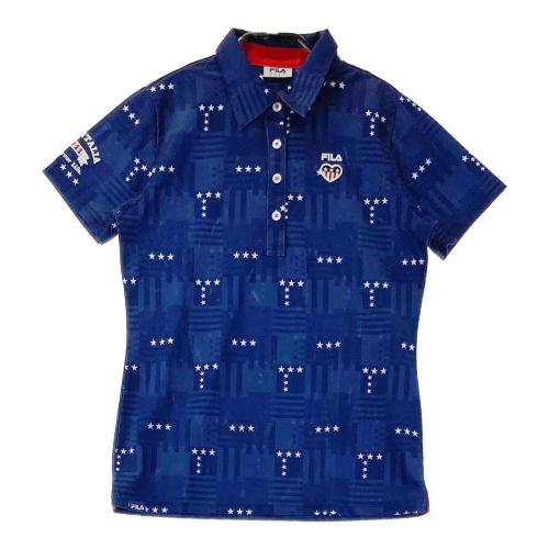 FILA GOLF フィラゴルフ 半袖ポロシャツ 星柄 ネイビー系 サイズ：M