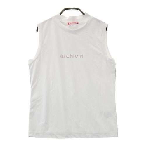 サイズ：36 ARCHIVIO アルチビオ  ハイネック ノースリーブTシャツ ボーダー柄 ホワイト系 [240101427708] ゴルフウェア レディース ストスト ARCHIVIO アルチビオ ハイネック ノースリーブTシャツ ボーダー