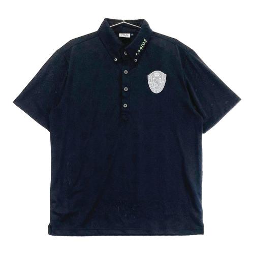 FILA GOLF フィラゴルフ ボタニカル柄 半袖 ポロシャツ ブラック LL FILA GOLF フィラゴルフ 飛び柄プリント 半袖 ポロシャツ ウェア