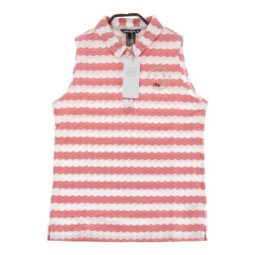 サイズ：40 ZOY ゾーイ 071624021 長袖ハイネックTシャツ ボーダー ピンク系 [240101416528] ゴルフウェア レディース ストスト サイズ：40 ZOY ゾーイ 071624021 長袖ハイネックTシャツ