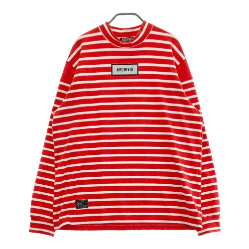 サイズ：50 ARCHIVIO アルチビオ A429010 2024年 長袖ハイネックTシャツ ボーダー レッド系 [240101345740] ゴルフウェア メンズ ストスト ARCHIVIO アルチビオ A429010 2024年 長袖ハイネックTシャツ ボーダー