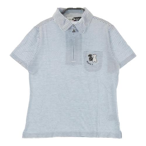 Black&White ポロシャツ ストライプ 半袖 新品未使用 BLACK&WHITE ブラックアンドホワイト ハーフジップ 半袖ポロシャツ