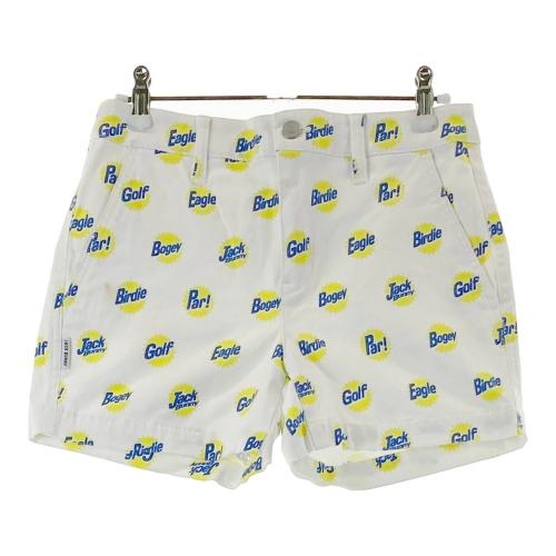 サイズ：0 JACK BUNNY ジャックバニー  ショートパンツ ロゴ総柄 ホワイト系 [240101461302] ゴルフウェア レディース ストスト JACK BUNNY ジャックバニー ショートパンツ ロゴ総柄 ホワイト系