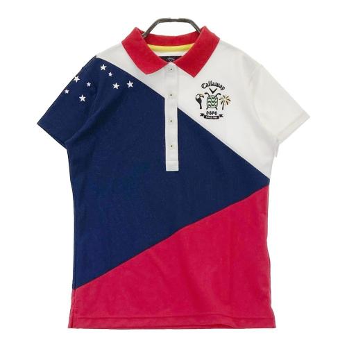 サイズ：L CALLAWAY キャロウェイ  半袖ポロシャツ チュニック丈  レッド系 [240101434728] ゴルフウェア レディース ストスト CALLAWAY キャロウェイ 半袖ポロシャツ チュニック丈 レッド系
