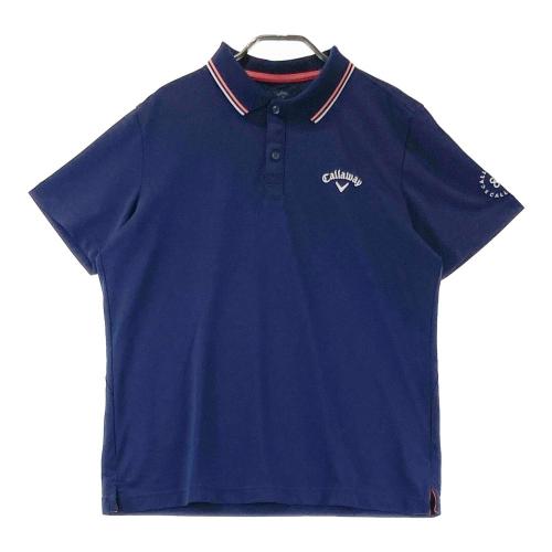 Callaway 幾何学模様 ポロシャツ L ネイビー Callaway キャロウェイ ゴルフウェア ポロシャツ 半袖 メンズ