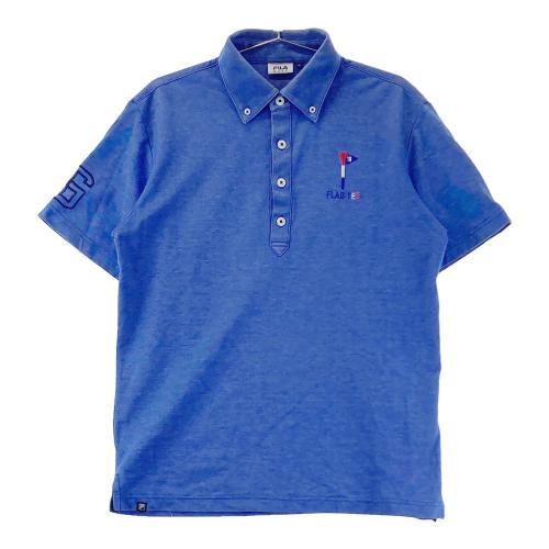 FILA GOLF フィラゴルフ 半袖ポロシャツ ブロック柄 ブルー系 サイズ