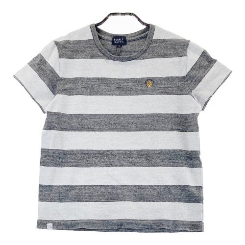 サイズ：0 PEARLY GATES パーリーゲイツ  モックネック フリル付 半袖Tシャツ ハート柄 グレー系 [240101438230] ゴルフウェア レディース ストスト サイズ：0 PEARLY GATES パーリーゲイツ モックネック フリル付