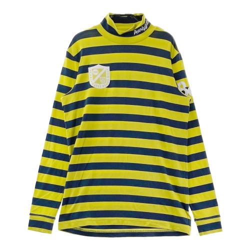 サイズ：6 PEARLY GATES パーリーゲイツ 2024年 長袖ハイネックTシャツ ボーダー ネイビー系 [240101426998] ゴルフウェア メンズ ストスト サイズ：6 PEARLY GATES パーリーゲイツ 2024年 長袖ハイネックT