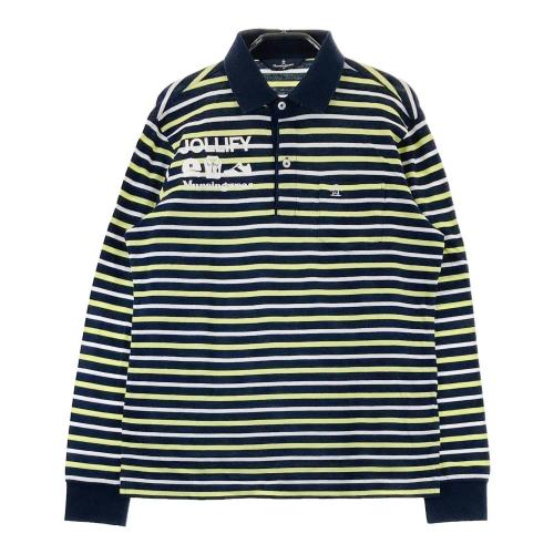 MUNSING WEAR マンシングウェア 長袖ポロシャツ ボーダー柄 グレー系