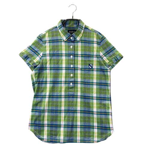 【新品タグ付】パーリーゲイツ　レディース　長袖　チェックシャツ　S グレー 新品タグ付】パーリーゲイツ レディース 長袖 チェックシャツ S