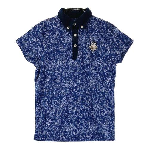 BEAMS GOLF ビームスゴルフ 半袖ポロシャツ 総柄 ネイビー系