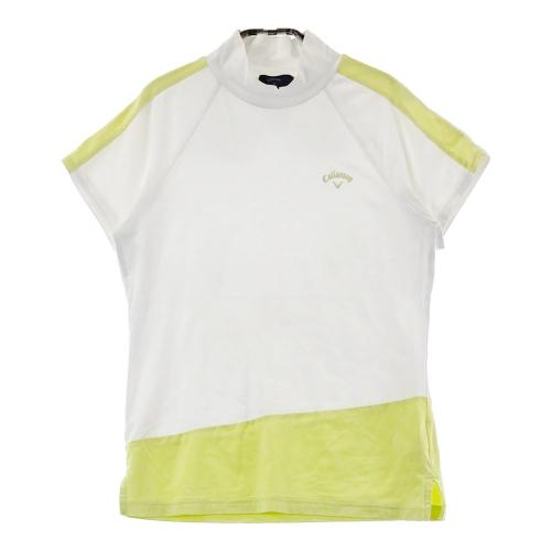 サイズ：L CALLAWAY キャロウェイ  メッシュ切替 ハイネック半袖Tシャツ  ホワイト系 [240101415259] ゴルフウェア レディース ストスト CALLAWAY キャロウェイ メッシュ切替 ハイネック半袖Tシャツ