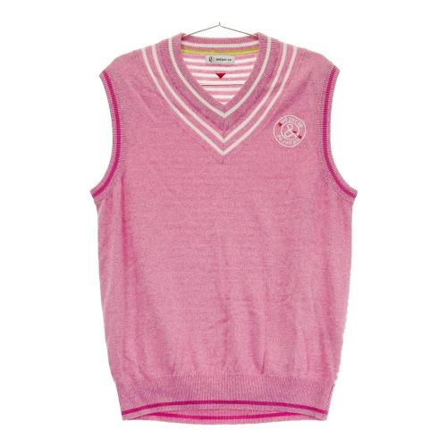 サイズ：L AND PER SE アンパスィ  半袖ポロシャツ ボーダー柄 ピンク系 [240101427798] ゴルフウェア メンズ ストスト AND PER SE アンパスィ 半袖ポロシャツ ボーダー柄 ピンク系