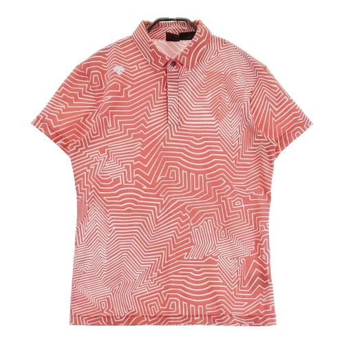DESCENTE GOLF デサントゴルフ 半袖ポロシャツ 総柄 オレンジ系