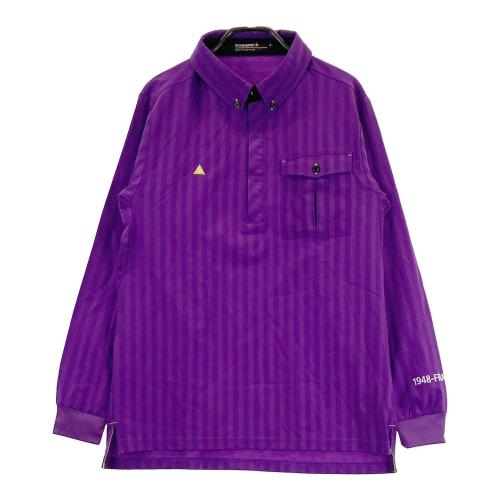 美品【ルコックスポルティフ】ストライプ ゴルフ長袖シャツ（LL） イエロー LE COQ GOLF ルコックゴルフ 長袖シャツ ボタンダウン ストライプ柄