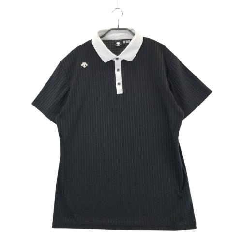 サイズ：O DESCENTE GOLF デサントゴルフ  半袖ポロシャツ ボタンダウン  ブラック系 [240101480480] ゴルフウェア メンズ ストスト DESCENTE GOLF デサントゴルフ 半袖ポロシャツ ボタンダウン