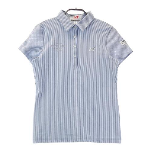 サイズ：S MAISON KITSUNE GOLF メゾンキツネゴルフ  半袖ポロシャツ ストライプ柄 ホワイト系 [240101483027] ゴルフウェア レディース ストスト サイズ：S MAISON KITSUNE GOLF メゾンキツネゴルフ 半袖