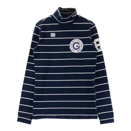 サイズ：0 PEARLY GATES パーリーゲイツ  ハイネック長袖Tシャツ ボーダー柄 ネイビー系 [240101369134] ゴルフウェア レディース ストスト PEARLY GATES パーリーゲイツ ハイネック長袖Tシャツ ボーダー柄