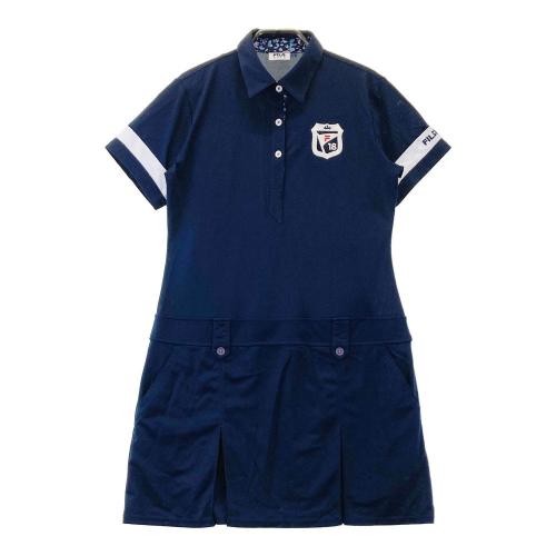 サイズ：L CALLAWAY キャロウェイ  ストレッチ半袖ポロワンピース 気球 ネイビー系 [240001272442] ゴルフウェア レディース ストスト CALLAWAY キャロウェイ ストレッチ半袖ポロワンピース 気球
