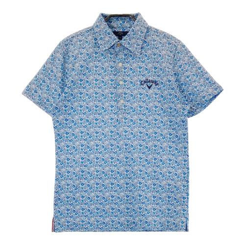 極美品 キャロウェイ 半袖 ポロシャツ XL LL 白 紺 総柄 ゴルフウェア CALLAWAY キャロウェイ 半袖ポロシャツ 花柄 ブルー系 サイズ：M