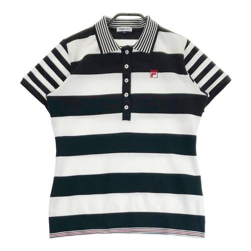 FILA GOLF フィラゴルフ 異素材切替 半袖ポロシャツ ストライプ柄