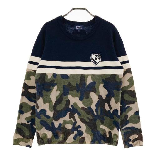 最新作 パーリーゲイツ ダウン ニットセーター 迷彩 カモ柄 迷彩 ワッペン PEARLY GATES パーリーゲイツ ニットセーター カモフラ 迷彩柄