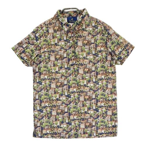 @ PARADISO パラディーゾ 半袖 ゴルフ シャツ Ｔシャツ 総柄 PARADISO パラディーゾ 半袖ポロシャツ 花 総柄 イエロー系