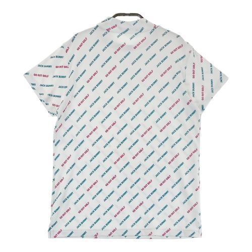 サイズ：4 JACK BUNNY ジャックバニー  ハーフジップ 半袖Tシャツ ロゴ総柄 ネイビー系 [240101475098] ゴルフウェア メンズ ストスト JACK BUNNY ジャックバニー ハーフジップ 半袖Tシャツ ロゴ総柄