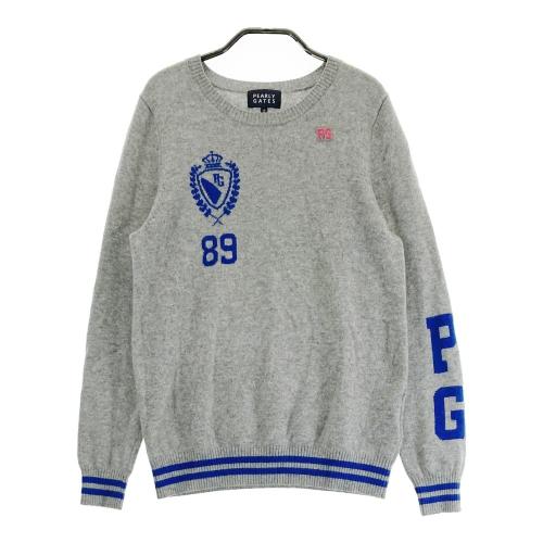 サイズ：0 PEARLY GATES パーリーゲイツ  カシミヤ ニットセーター ビックロゴ  グレー系 [240101422925] ゴルフウェア レディース ストスト PEARLY GATES パーリーゲイツ カシミヤ ニットセーター