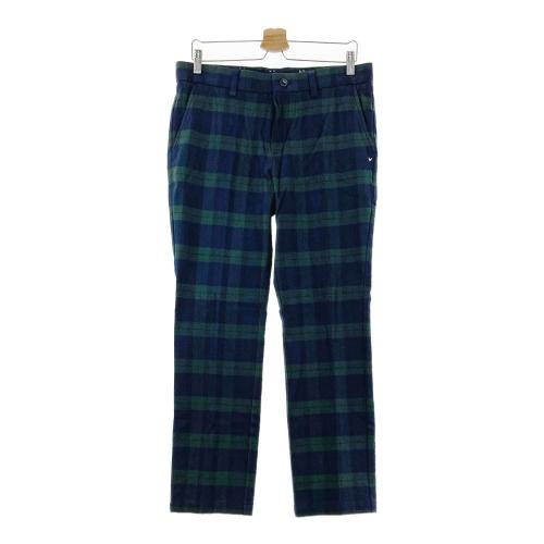 【オシャレ☆Callaway】深緑　チェック　ゴルフパンツ　シルク　サイズL Callaway キャロウェイ ゴルフウェア ロングパンツ 秋 冬