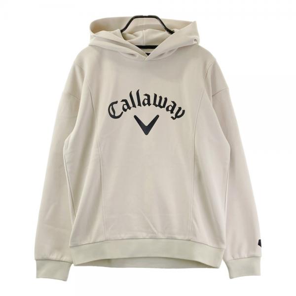 サイズ：L CALLAWAY キャロウェイ  ビッグロゴプリント 長袖パーカー  ベージュ系 [240101381578] ゴルフウェア メンズ ストスト CALLAWAY キャロウェイ ビッグロゴプリント 長袖パーカー