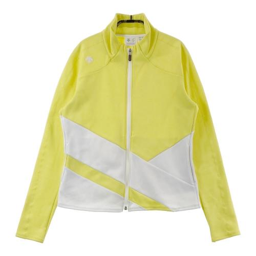 サイズ：S DESCENTE GOLF デサントゴルフ  長袖ジップジャケット プリント  イエロー系 [240101418786] ゴルフウェア レディース ストスト DESCENTE GOLF デサントゴルフ 長袖ジップジャケット プリント