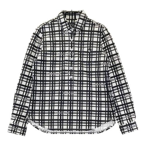 サイズ：1 PEARLY GATES パーリーゲイツ  ロゴプリント ハイネック 半袖Tシャツ チェック柄 グリーン系 [240101473202] ゴルフウェア レディース ストスト PEARLY GATES パーリーゲイツ ロゴプリント ハイネック 半袖T