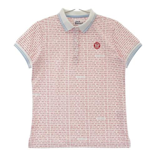 ○★新品未使用　JACK BUNNY　総柄ポロシャツ　2　ホワイト JACK BUNNY ジャックバニー 半袖ポロシャツ 総柄 ホワイト系 サイズ：2