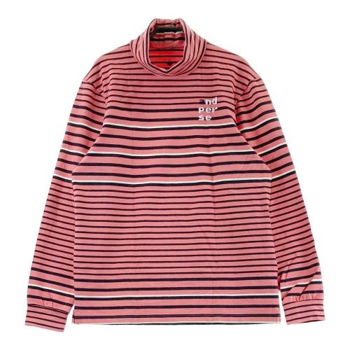 AND PER SE アンパスィ タートルネック 長袖Tシャツ ボーダー柄