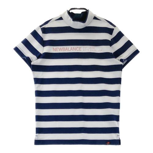 サイズ：1 NEW BALANCE GOLF ニューバランス  リボン付き ハイネック 半袖Tシャツ ボーダー柄 ネイビー系 [240101440530] ゴルフウェア レディース ストスト NEW BALANCE GOLF ニューバランス リボン付き ハイネック 半袖T